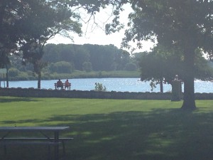 river and bench