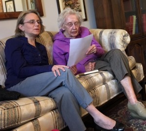 Sylvia and Nancy sing at Thursday group